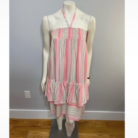 Pink & Green Tiered Halter Multi Dress - Picture 9 of 13